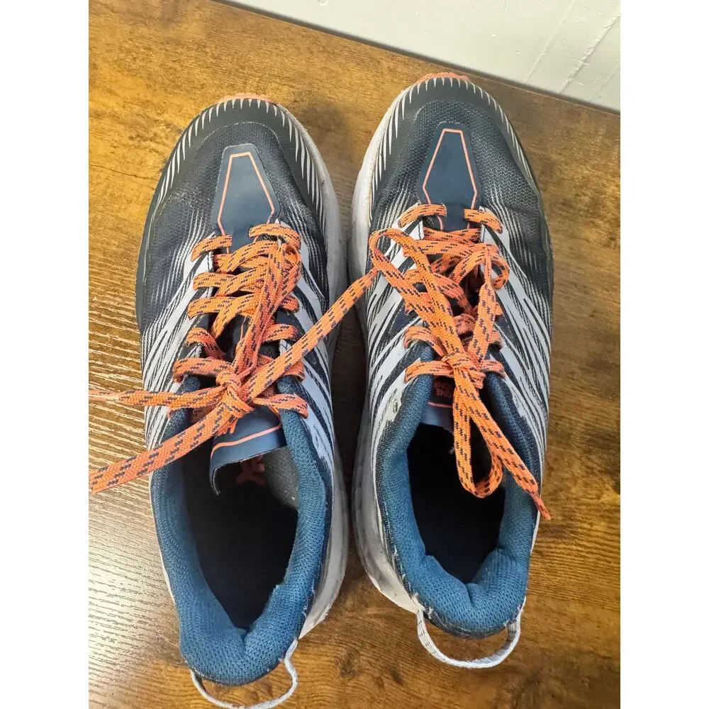 HOKA Speedgoat 4 Trail Running Shoes Blue Heather/Orange Size 6.5